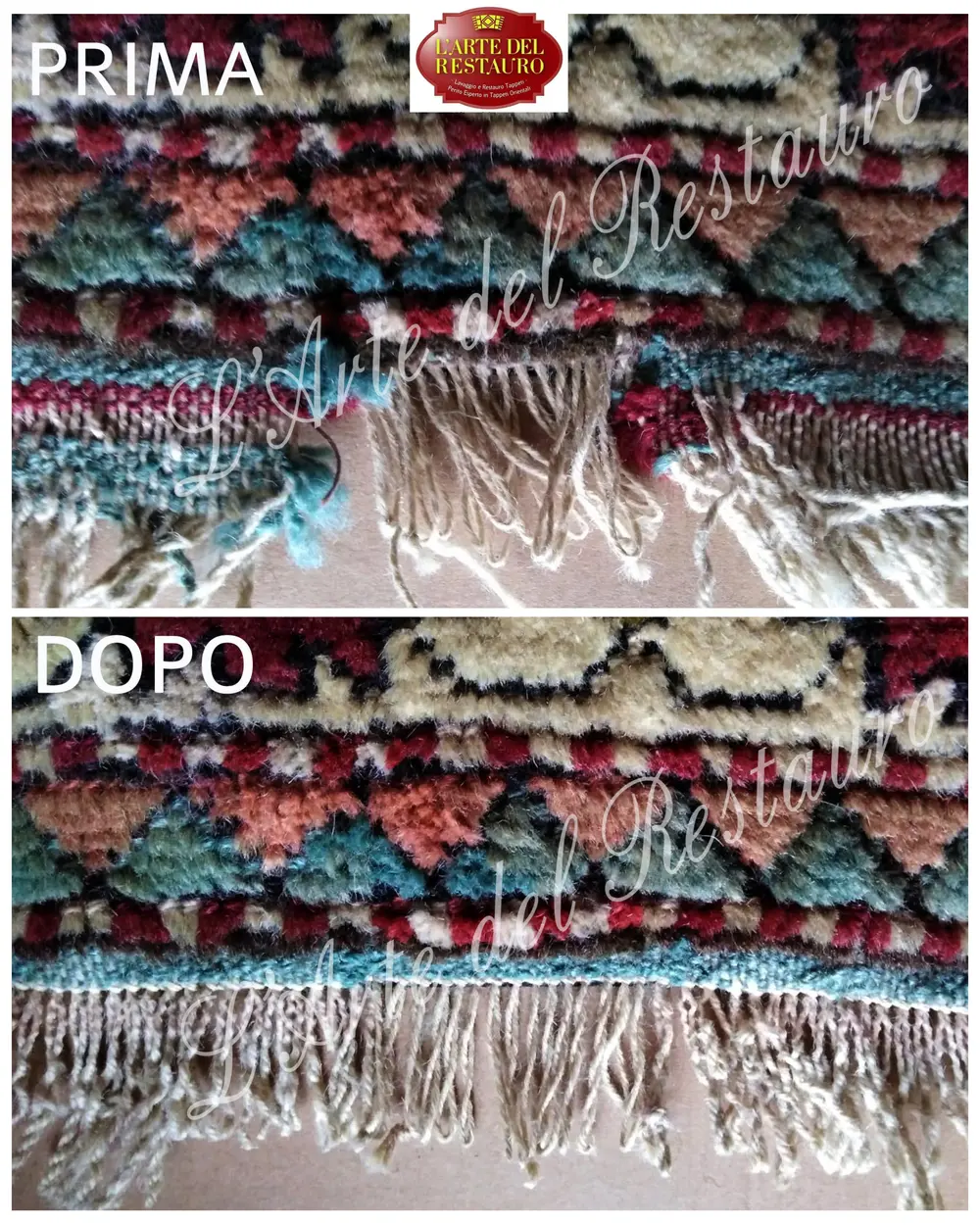 Fermatura frange manuale tappeti orientali